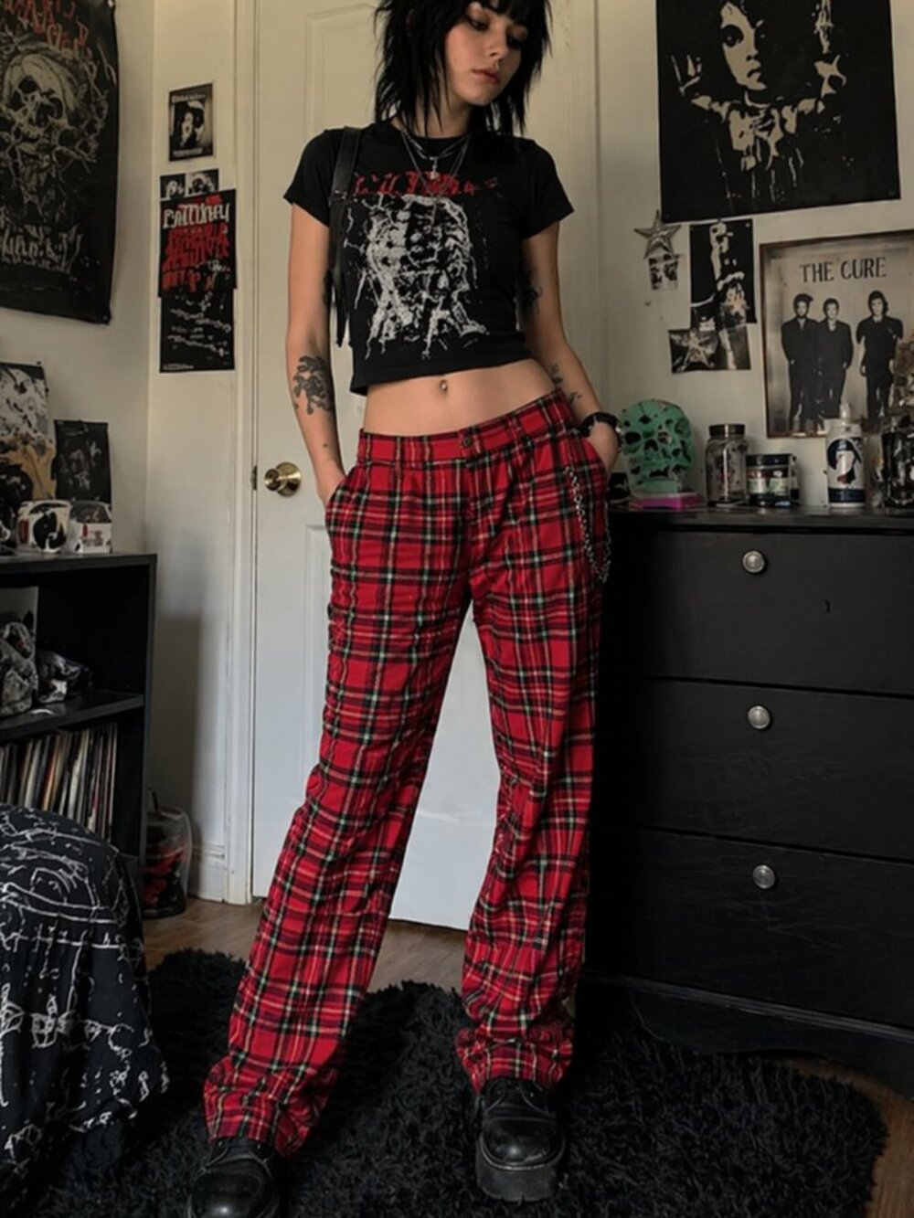 452 - Hot Topic Red Plaid Pants XL | Punk Grunge Alt Unisex Tartan